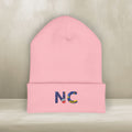 NC Embroidered Cuffed Beanie | North Carolina Knit Hat – Designed in NC