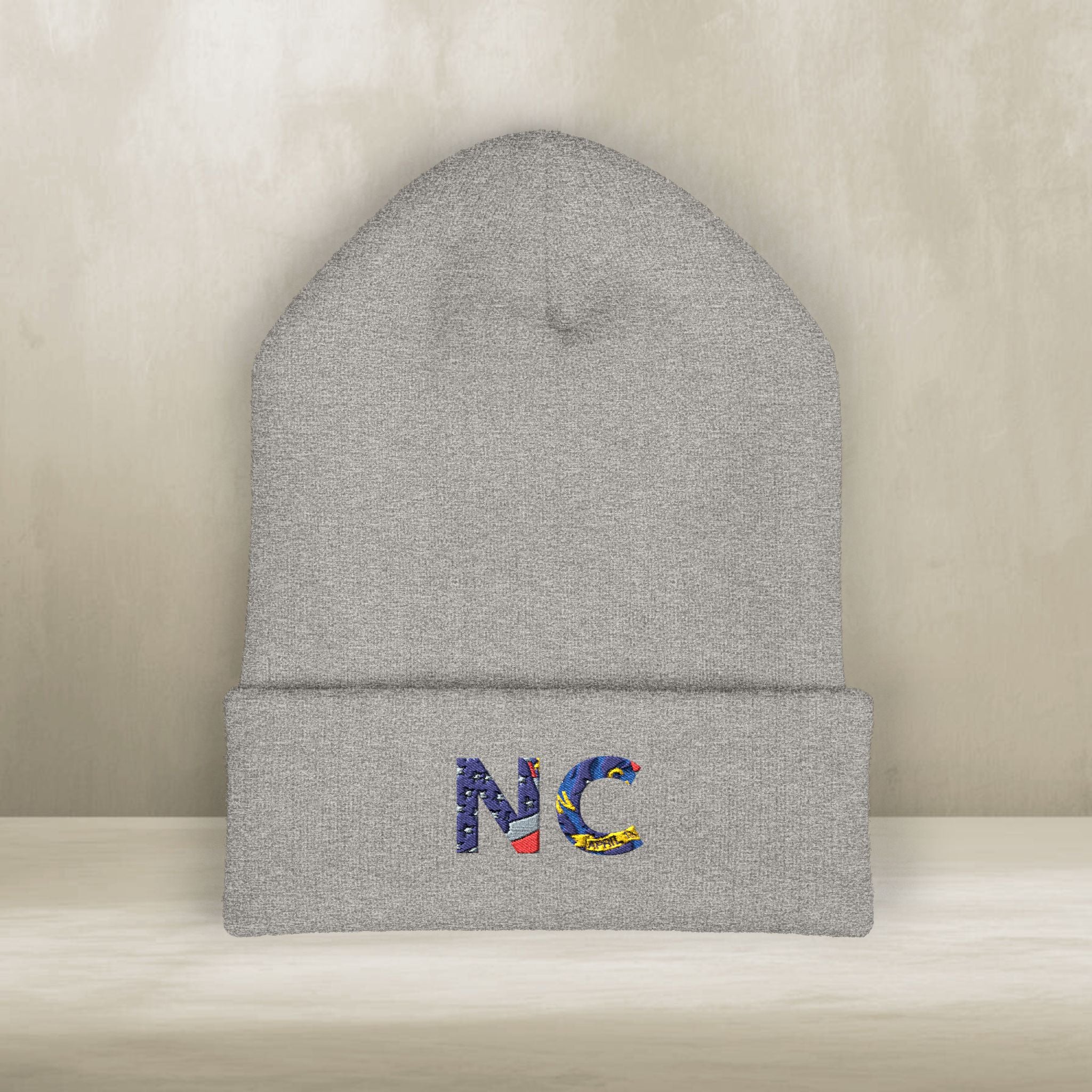 NC Embroidered Cuffed Beanie | North Carolina Knit Hat – Designed in NC